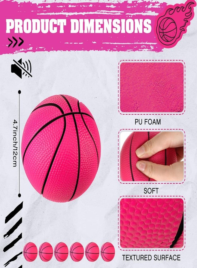 MiniInflat 3 Pcs 4'' Mini Foam Basketballs Girls Pink Squeeze Stress Ball Safe Soft Replacement Pool Basketball for Beach Indoor Hoop Kids Quiet Bouncy Basketball Party Sport Game - Image 2