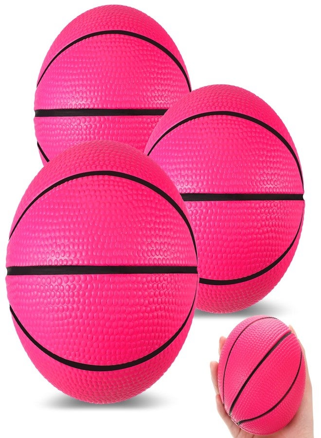 MiniInflat 3 Pcs 4'' Mini Foam Basketballs Girls Pink Squeeze Stress Ball Safe Soft Replacement Pool Basketball for Beach Indoor Hoop Kids Quiet Bouncy Basketball Party Sport Game - Image 1