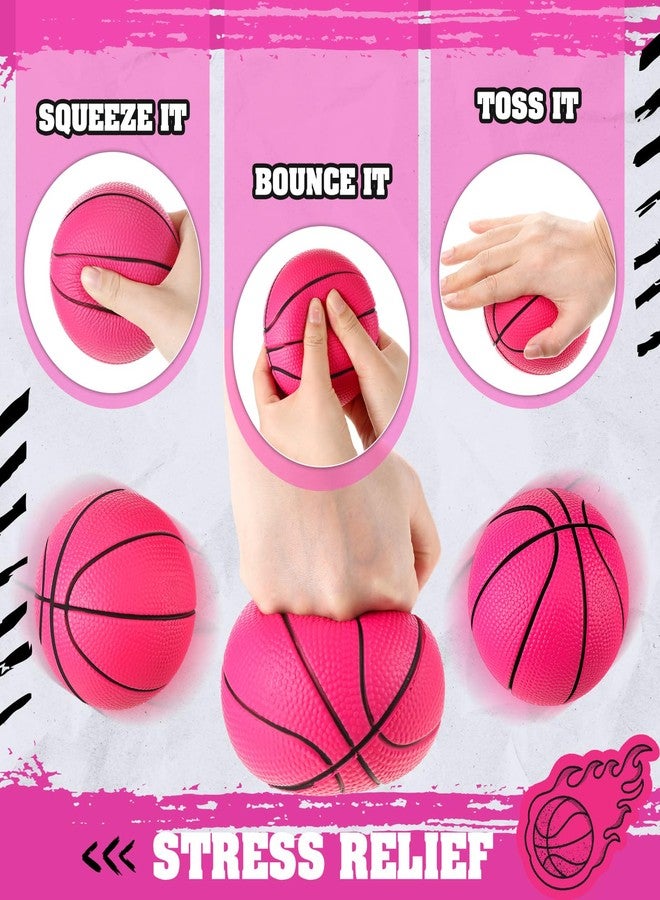 MiniInflat 3 Pcs 4'' Mini Foam Basketballs Girls Pink Squeeze Stress Ball Safe Soft Replacement Pool Basketball for Beach Indoor Hoop Kids Quiet Bouncy Basketball Party Sport Game - Image 3