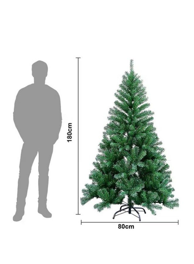 ARTIFICIAL TREE شجرة عيد الميلاد الصناعية بطول 180 سم مع 600 طرف، شجرة عيد الميلاد الخضراء المصنوعة من مادة البولي فينيل كلوريد، زينة عيد الميلاد الصناعية سهلة التجميع، تتضمن حاملًا معدنيًا - Image 3