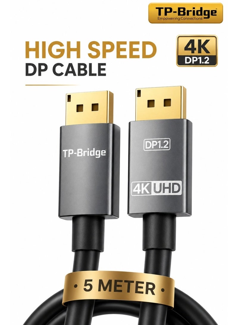 TP-BRIDGE DisplayPort DP1.2 Cable 5M– 4K UHD High-Speed Gold-Plated DisplayPort to DisplayPort Cable for Gaming Monitor, PC, Laptop & Projector - Image 1