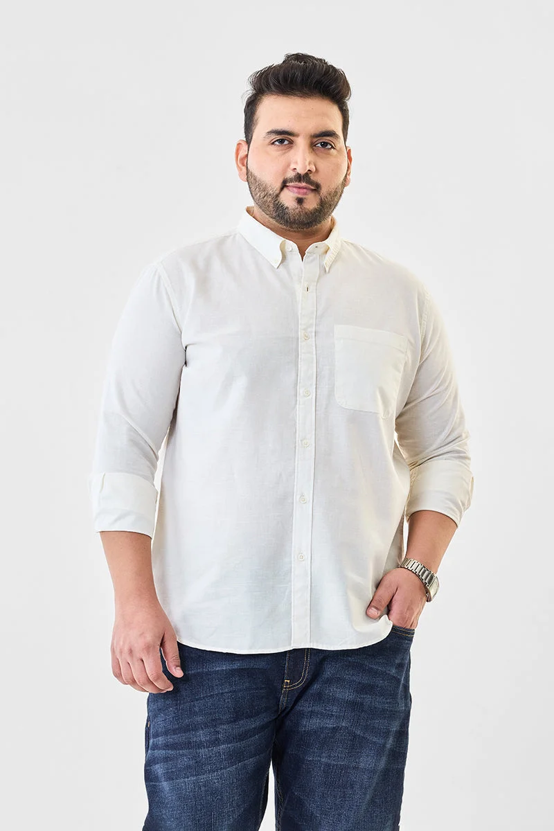 سنيتش Regular Fit Linen Blend Plus Size Shirt