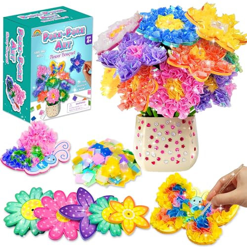 AGENTLAN Art Craft Activity Poke Fun Flower Bouquet Craft Kit Fun Easy Art Kits for Kids DIY Garden Kids Activities Gifts for Girls and Boys 3 4 5 6 7 8 9 - Image 1