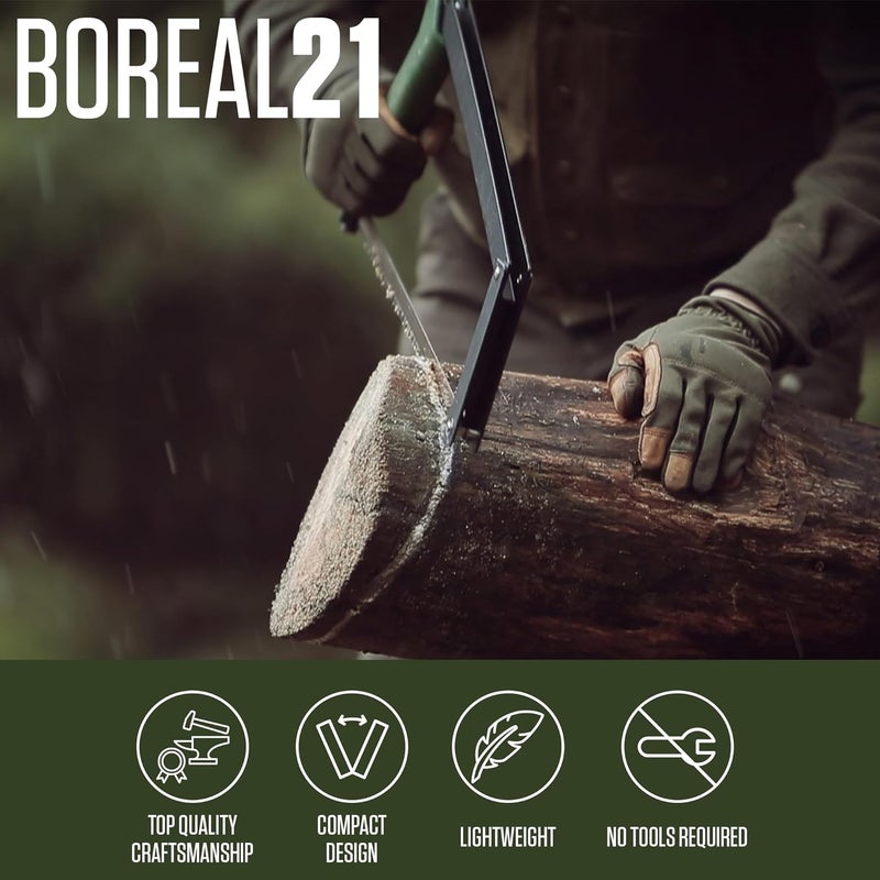 Agawa Canyon BOREAL21 21 Inch Folding Bow Saw - Black Frame, Green Handle, 21" All Purpose Blade - Image 4