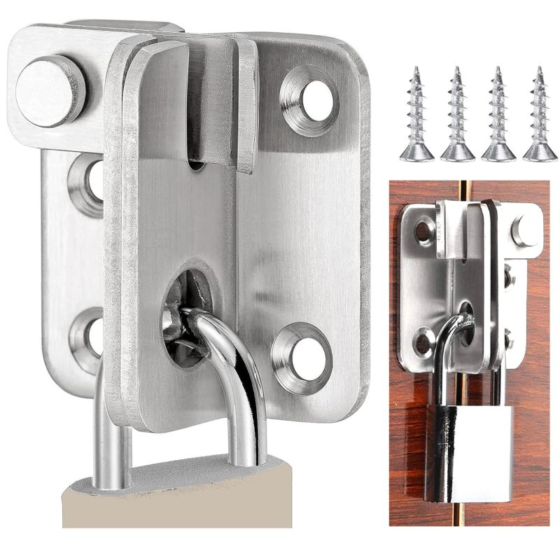 Stainless Steel Latch 40x45 mm Silver Left-Opening Bolt with Integrated Padlock Hole - Corrosion-Resistant Gate Lock for Shed Cabinet Window - Image 1