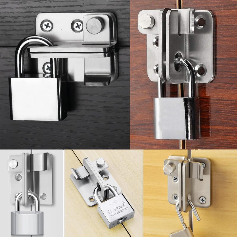 Stainless Steel Latch 40x45 mm Silver Left-Opening Bolt with Integrated Padlock Hole - Corrosion-Resistant Gate Lock for Shed Cabinet Window - Image 3