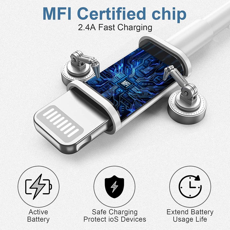 FUPYWP 5 Pack [Apple MFi Certified] Charger 3ft, Apple USB to Lightning Cable 3 Foot, Original Fast Charging Cord for iPhone 13 Pro Max/ 13/12Pro Max/12 Pro/11/Se2022/XR/X/8/iPad, White - Image 2