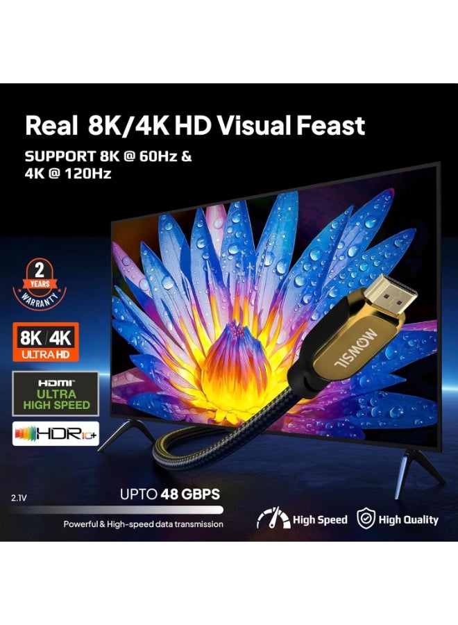 Mowsil 8K HDMI 2.1 Cable 2M - Image 2
