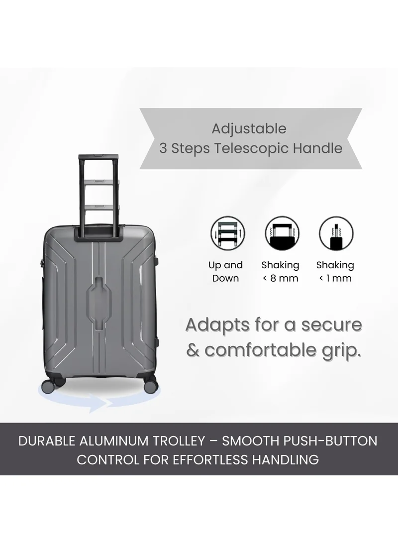 GIORDANO Giordano Luggage Sets of 2 Hard Shell PP Durable Lightweight Checked Suitcase with Double Spinner Wheels, Secure Combination Lock Travel Bag, Unbreakable Hardcase Suitcase 2 Pcs Grey (M+L)
