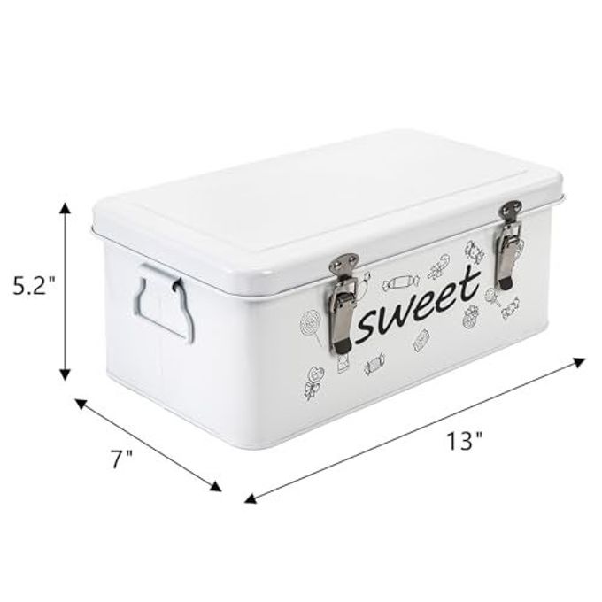Frcctre Candy Storage Box, 4 Compartments Metal Candy Cookies Snacks Storage Tin Box with Lid Food Storage Container Farmhouse Kitchen Pantry Canister with Handle and Safety Lock - Image 5