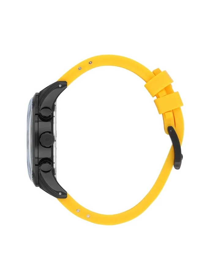 كوانتوم ساعة رجالية كوانتوم متعددة الوظائف بسوار سيليكون أصفر