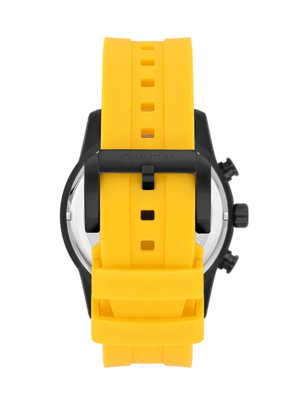 Quantum QUANTUM ADG678.634 Men Multi Function Display Watch & Silicone Strap Yellow