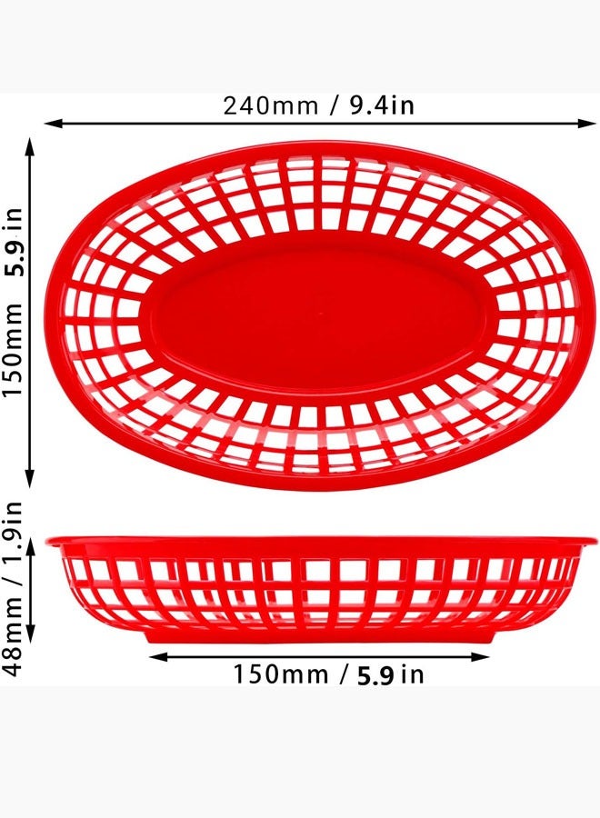 Beauenty Bread Baskets, Reusable Oval Plastic Food Serving Baskets, Microwave& Dishwasher Safe Food Grade Plastic Food Tray for Party Picnic BBQ Burger Fries Sandwiches 9.4" x 5.9" 25pcs - Image 2