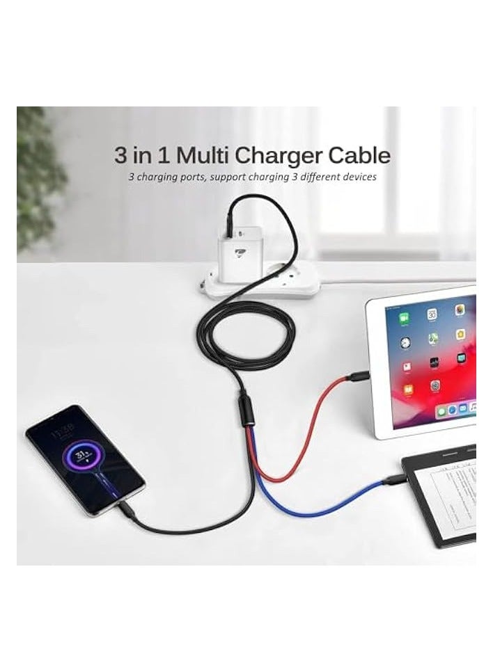 دلوني كابل USB 3 في 1 كابل شحن متعدد كابل IP كابل USB من النوع C كابل Micro USB، سلك شحن سريع متوافق مع iPhone وGalaxy Micro usb Android - Image 3