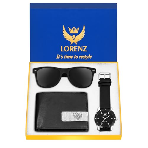 LORENZ Men's Watch, Wallet & Sunglasses Combo with Gift Box for Men | Combo for Boys - Image 1