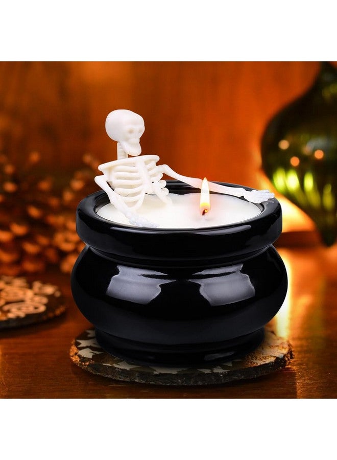 SUPERSUN Skeleton Candle Halloween Decorations Indoor, Gothic Vintage Fall Home Decor for Farmhouse Room Apartment Table Desk, Decorative Skull Present, Gag Birthday White Elephant Gifts for Women Men Friends - Image 1