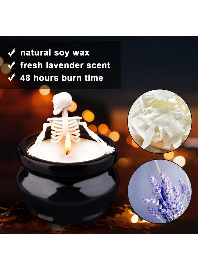 SUPERSUN Skeleton Candle Halloween Decorations Indoor, Gothic Vintage Fall Home Decor for Farmhouse Room Apartment Table Desk, Decorative Skull Present, Gag Birthday White Elephant Gifts for Women Men Friends - Image 2