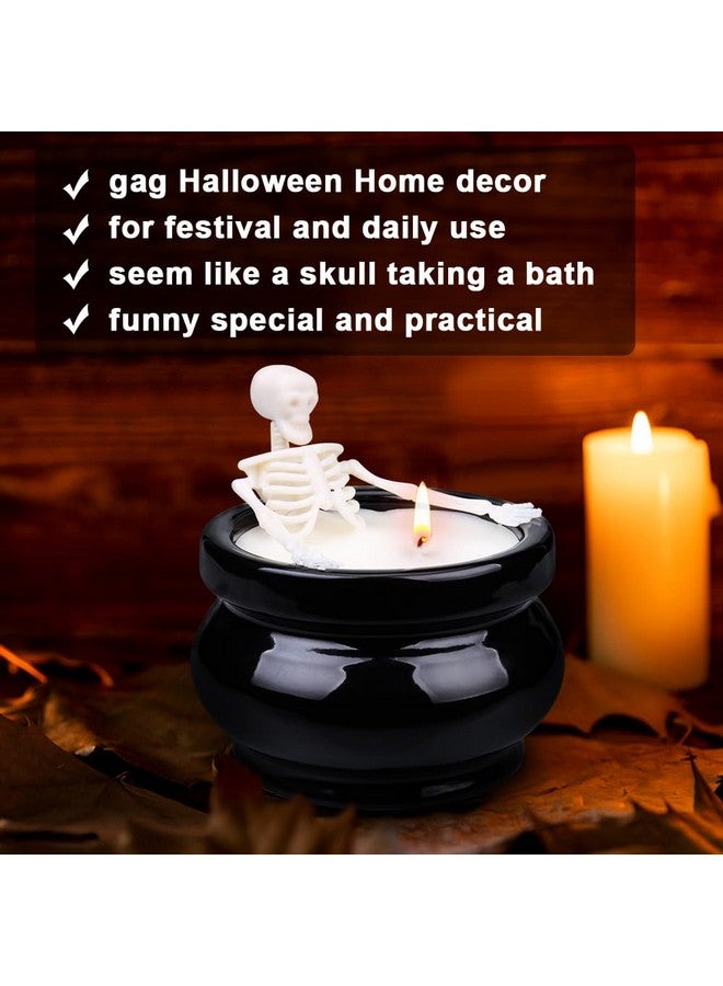 SUPERSUN Skeleton Candle Halloween Decorations Indoor, Gothic Vintage Fall Home Decor for Farmhouse Room Apartment Table Desk, Decorative Skull Present, Gag Birthday White Elephant Gifts for Women Men Friends - Image 4