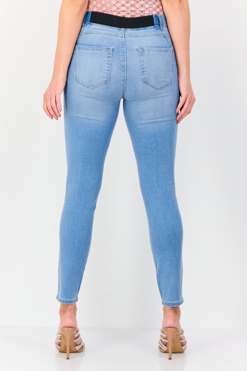 ONLY جينز ضيق نسائي من جيدي باي أونلي، لون أزرق فاتح قابل للتمدد - Image 4