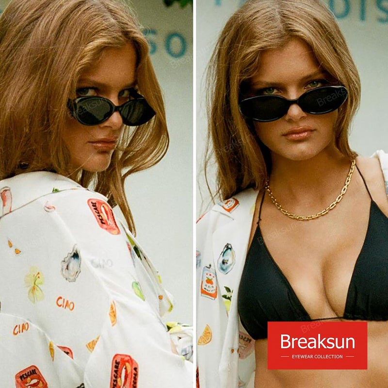 Breaksun Retro Oval Sunglasses for Women Men Fashion Small Oval Sunglasses 90s Vintage Shades - Image 2