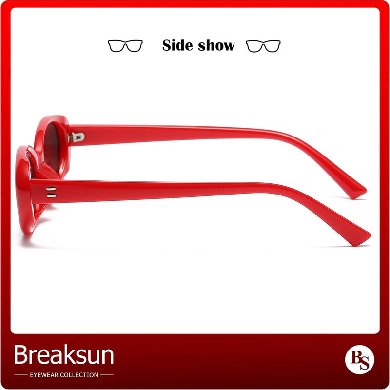 Breaksun Retro Oval Sunglasses for Women Men Fashion Small Oval Sunglasses 90s Vintage Shades - Image 5