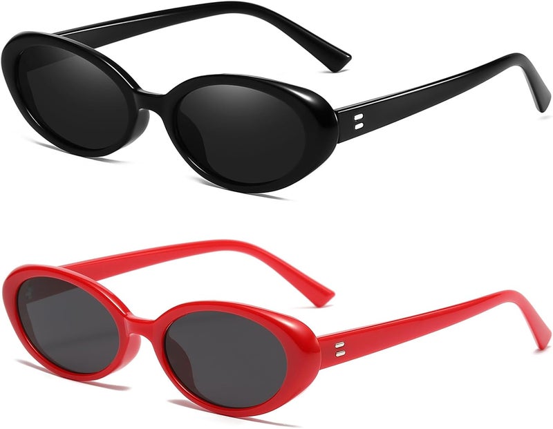 Breaksun Retro Oval Sunglasses for Women Men Fashion Small Oval Sunglasses 90s Vintage Shades - Image 1