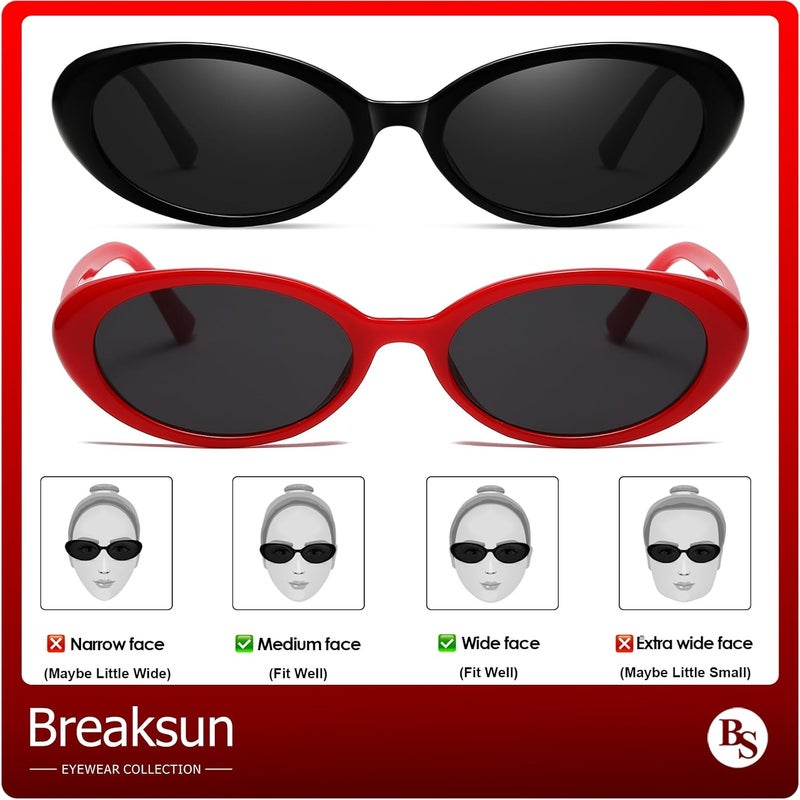 Breaksun Retro Oval Sunglasses for Women Men Fashion Small Oval Sunglasses 90s Vintage Shades - Image 4