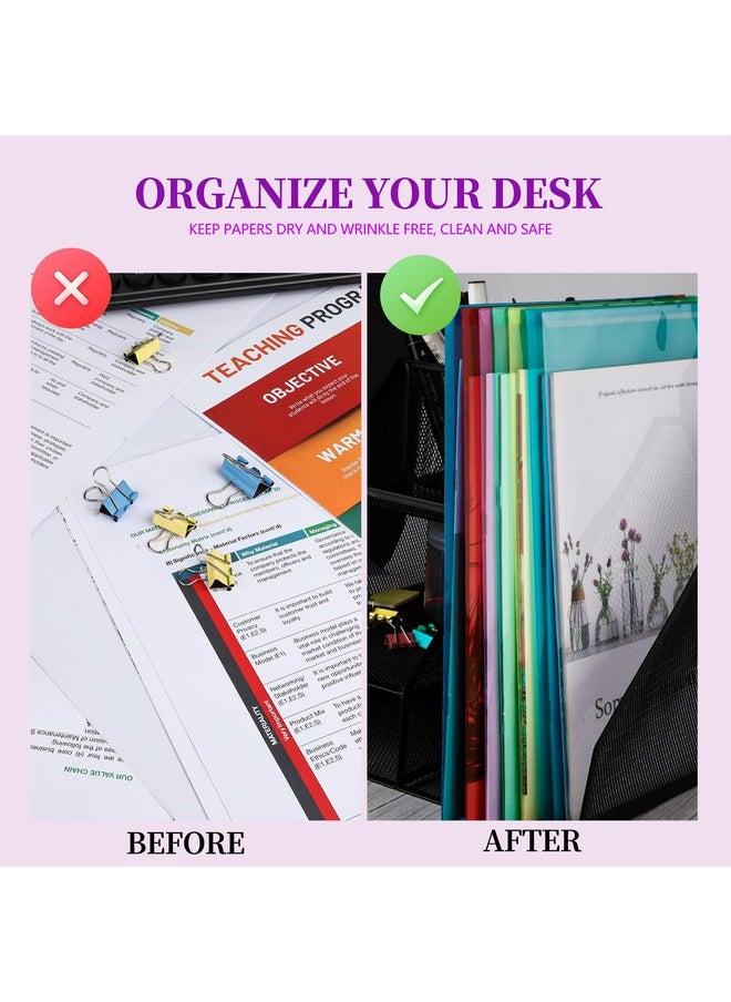 LEOBRO - Plastic Envelopes 8 Pack Plastic Folders For Documents A4 Plastic File Folder Plastic Envelope For Documents File Poly Folders Storage Plastic Document Holder Filling Envelopes - Image 1