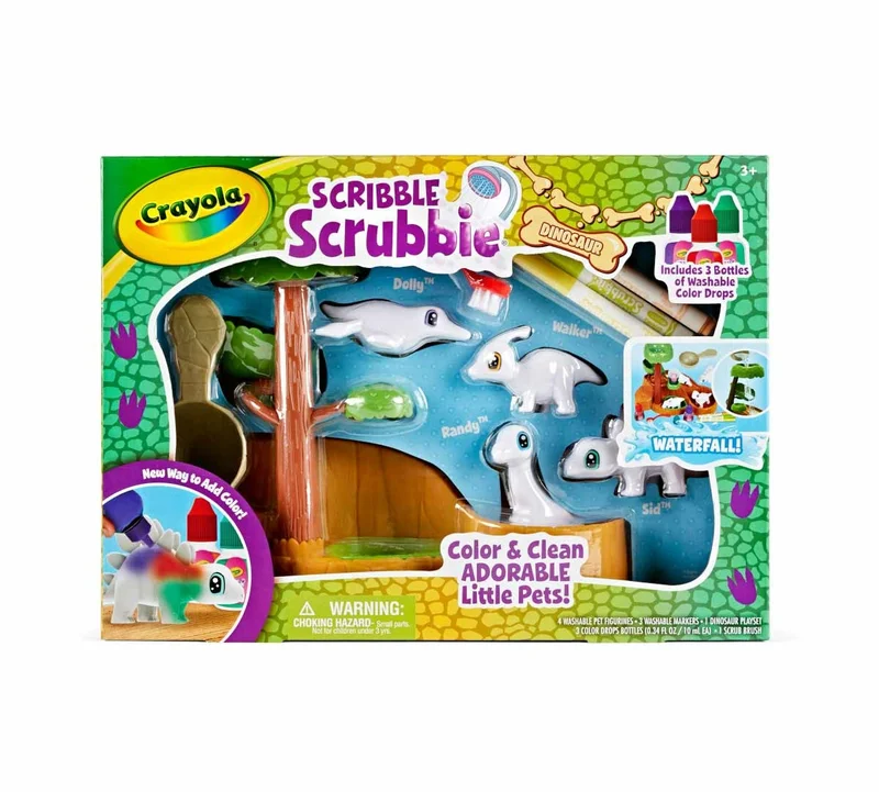 كرايولا Crayola Scribble Scrubbie Pets Dinosaur Waterslide, Dinosaur Toys for Kids, Pet Grooming Toy, Gifts for Boys & Girls, Ages 3+