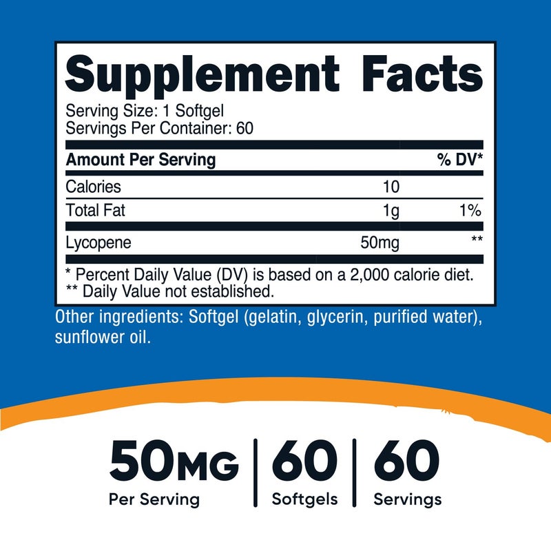 Nutricost Lycopene 50mg Softgels (60 Softgels) - Image 2