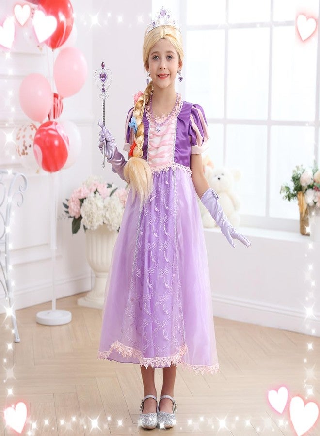 Luzlen Purple Princess Costume for Girls Toddler Rapunzel Dress with Wig Halloween Birthday Party Outfit for Kids, 3-4 Years(Label 110) - Image 2