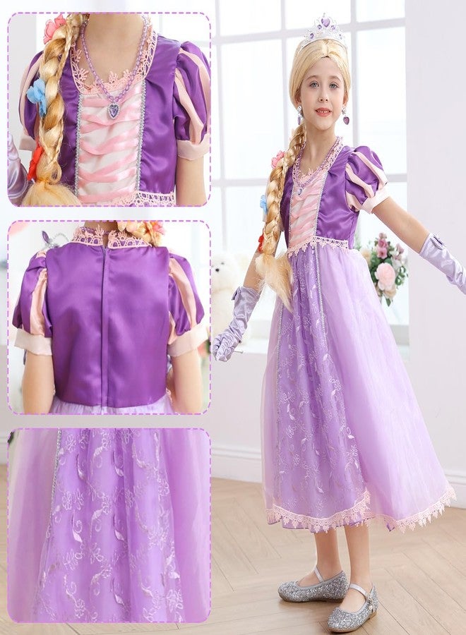 Luzlen Purple Princess Costume for Girls Toddler Rapunzel Dress with Wig Halloween Birthday Party Outfit for Kids, 3-4 Years(Label 110) - Image 5
