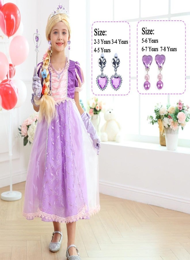 Luzlen Purple Princess Costume for Girls Toddler Rapunzel Dress with Wig Halloween Birthday Party Outfit for Kids, 3-4 Years(Label 110) - Image 4