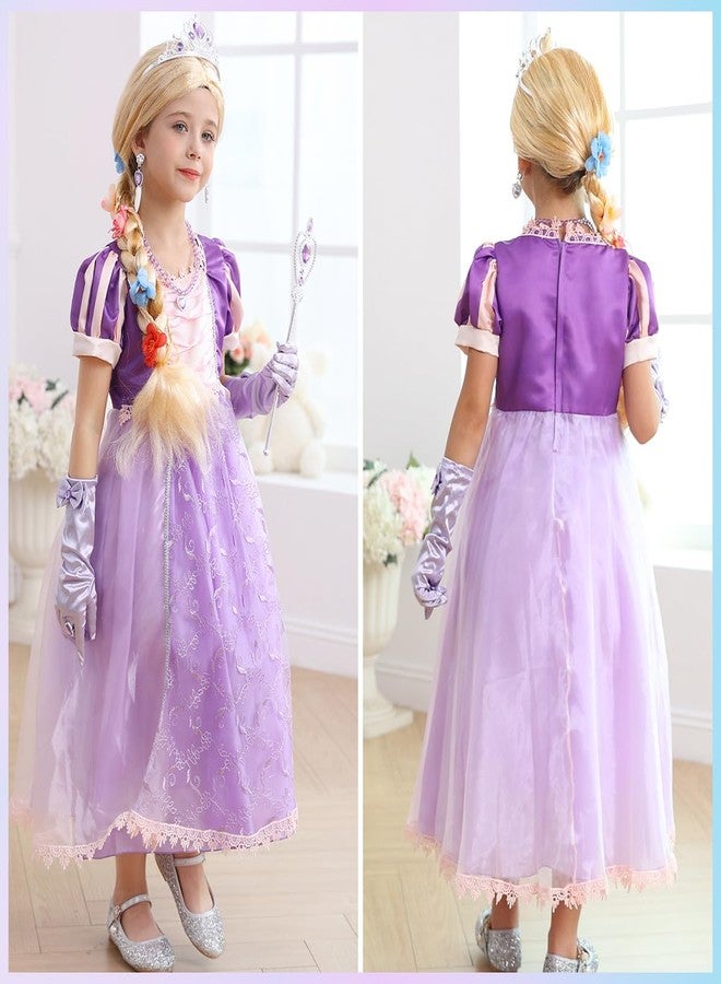 Luzlen Purple Princess Costume for Girls Toddler Rapunzel Dress with Wig Halloween Birthday Party Outfit for Kids, 3-4 Years(Label 110) - Image 3