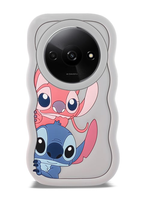 Lilo and Stitch Cartoon 3D Wavy Soft Silicone Phone Case for Xiaomi Redmi A3 (Grey)