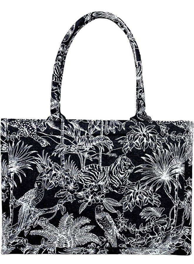 ROSSLYN Handbag for Women and Girls | Ladies Cotton Handbag | Wedding Gifts Gifts for Woman | 1 Compartment Bags | Travel Purse Handbag (Pack of 1 (Black White) - Image 1