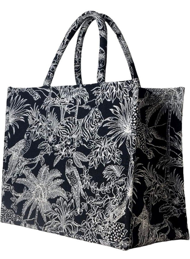 ROSSLYN Handbag for Women and Girls | Ladies Cotton Handbag | Wedding Gifts Gifts for Woman | 1 Compartment Bags | Travel Purse Handbag (Pack of 1 (Black White) - Image 3