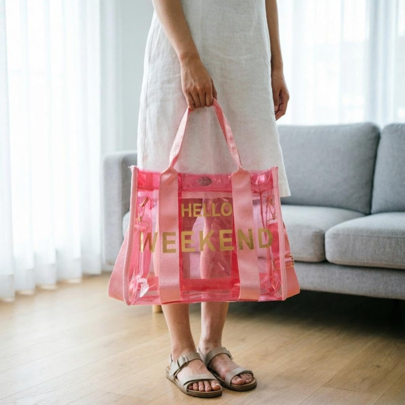 Beach Satchel - Large capacity PVC waterproof lightweight storage bag perfect for summer vacations, swimming, and outdoor activities with secure closure design. (Option 1) - Image 1