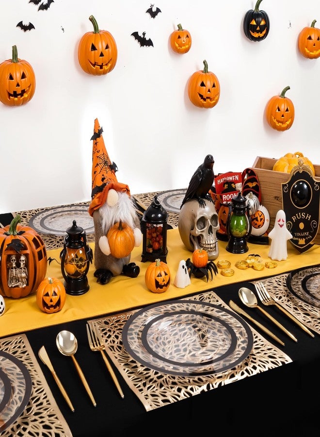 U-QE 120pcs Black Plates Disposable for Party - Clear Plastic Plates Disposable Heavy Duty - Include 60 10" Dinner and 60 7" Dessert Plate, Perfect for Halloween Party & Wedding - Image 3