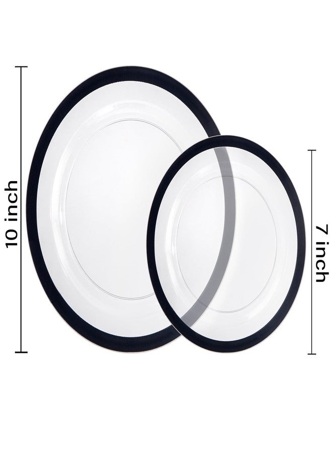 U-QE 120pcs Black Plates Disposable for Party - Clear Plastic Plates Disposable Heavy Duty - Include 60 10" Dinner and 60 7" Dessert Plate, Perfect for Halloween Party & Wedding - Image 2