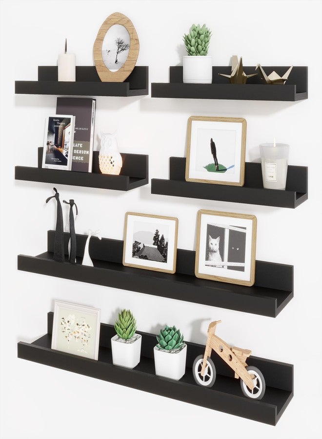 Axeman Picture Ledge Shelf, Floating Shelves for Wall Decor Storage Set of 6, 24 inch Floating Wall Mounted Shelves, Wall Shelves with Lip for Living Room, Bedroom, Nursery, Bathroom, Kitchen, Black - Image 1