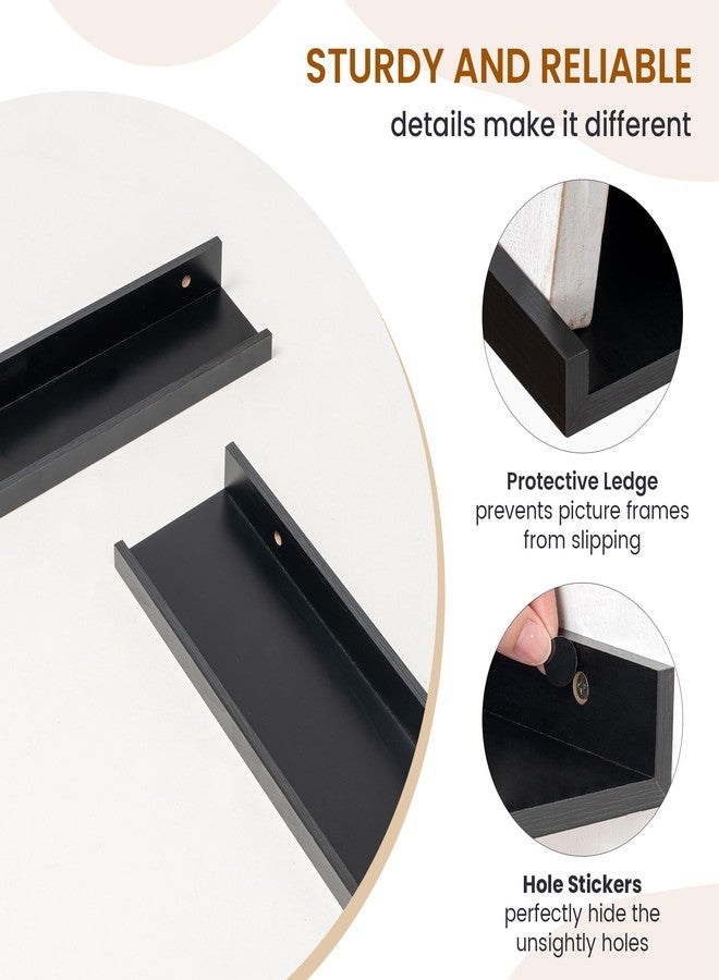 Axeman Picture Ledge Shelf, Floating Shelves for Wall Decor Storage Set of 6, 24 inch Floating Wall Mounted Shelves, Wall Shelves with Lip for Living Room, Bedroom, Nursery, Bathroom, Kitchen, Black - Image 4