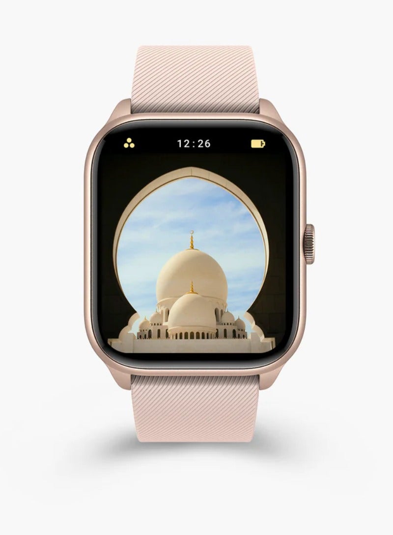 iQIBLA Quran Watch S2 Smartwatch For Unisex AMOLED Display Bluetooth Calling Watch IP67 Waterproof Fitness Watches Compatible With Android iOS Full Quran Recitation Prayer Reminder iQibla QWatch S2 Smart Watch Pink - Image 1