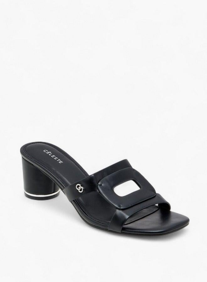 سيليست صنادل نسائية سهلة الارتداء بكعب عريض بنقوش بارزة - Image 1