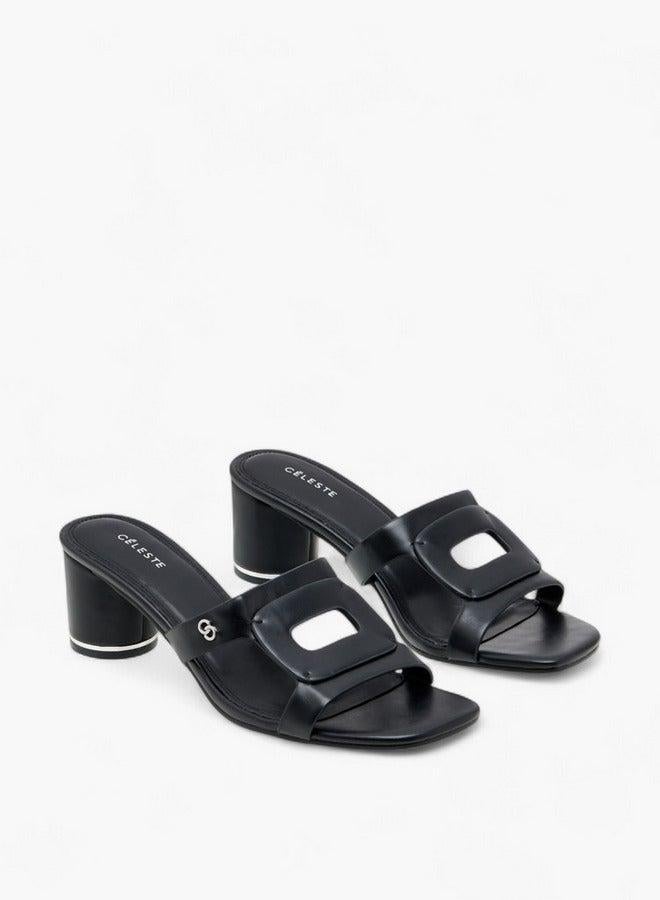 سيليست صنادل نسائية سهلة الارتداء بكعب عريض بنقوش بارزة - Image 3