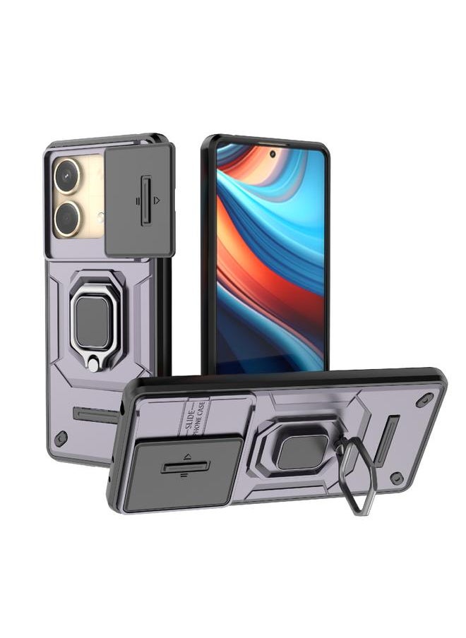 إيروريكس جراب هاتف مضاد للصدمات من مادة TPU + PC مع حامل لهاتف Xiaomi Redmi Note 13R Pro 5G (أرجواني)  - Image 1