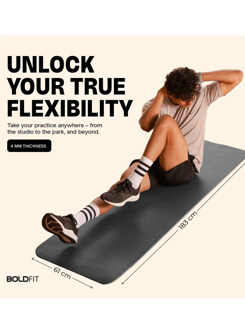 BOLDFIT Yoga Mats For Women Yoga Mat For Men Exercise Mat For Home Workout Yoga Mat For Women Gym Mat Anti Slip Yoga Mat 4Mm Workout Mat Yoga Mat For Kids Yoga Mate Gym Mats For Workout 4Mm Steel  - Image 2