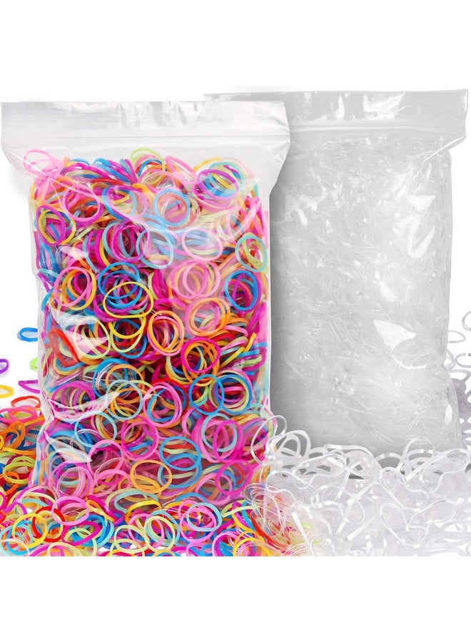YGDZ 4000Pcs Elastic Hair Bands Clear Hair Elastics Small Mini Girls Rubber Bands Baby Kids Toddlers Hair Ties(2000Pcs Clear + 2000Pcs Colorful) - Image 1