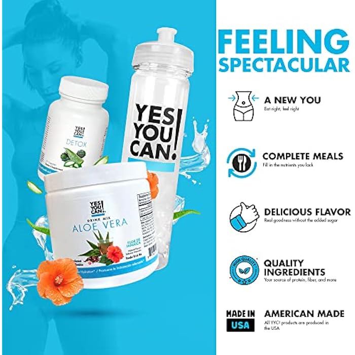 Yes You Can! Detox Kit Bundle - Includes YYC! Capsules, Aloe Vera Drink Mix, and Water Bottle, Body Cleanse Kit, Daily Cleanse and Proper Hydration with Vitamins - (Hibiscus) - Image 3