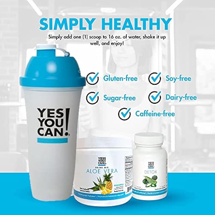 Yes You Can! Detox Kit Bundle - Includes YYC! Capsules, Aloe Vera Drink Mix, and Water Bottle, Body Cleanse Kit, Daily Cleanse and Proper Hydration with Vitamins - (Hibiscus) - Image 5